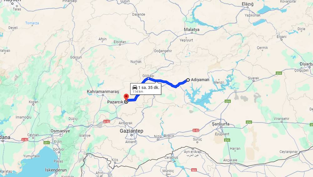 Adıyaman Pazarcık arası kaç km? Pazarcık Adıyaman arası kaç saat?