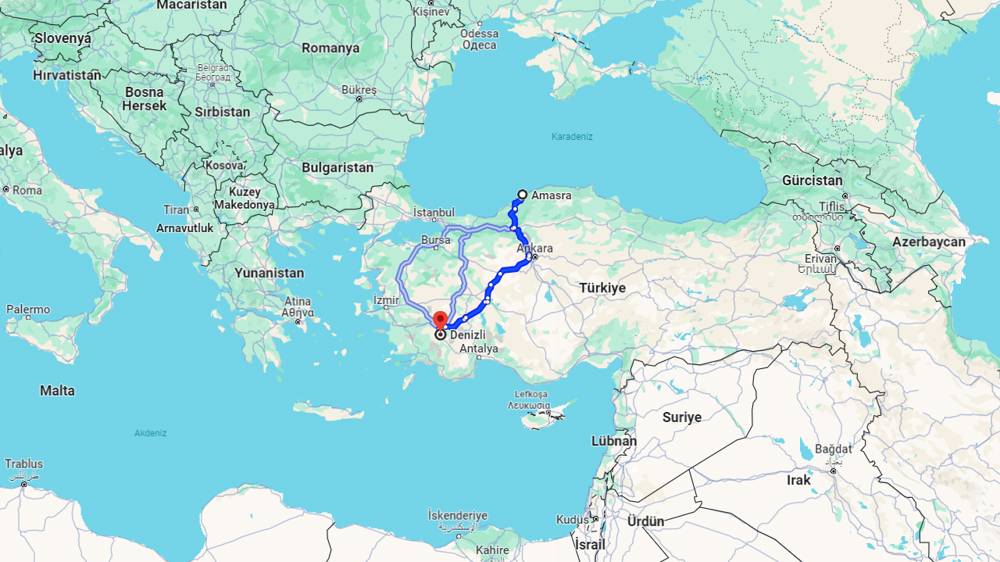 Amasra Denizli arası kaç km? Denizli Amasra arası kaç saat?