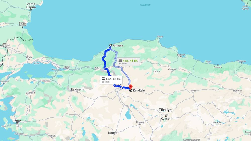 Amasra Kırıkkale arası kaç km? Kırıkkale Amasra arası kaç saat?