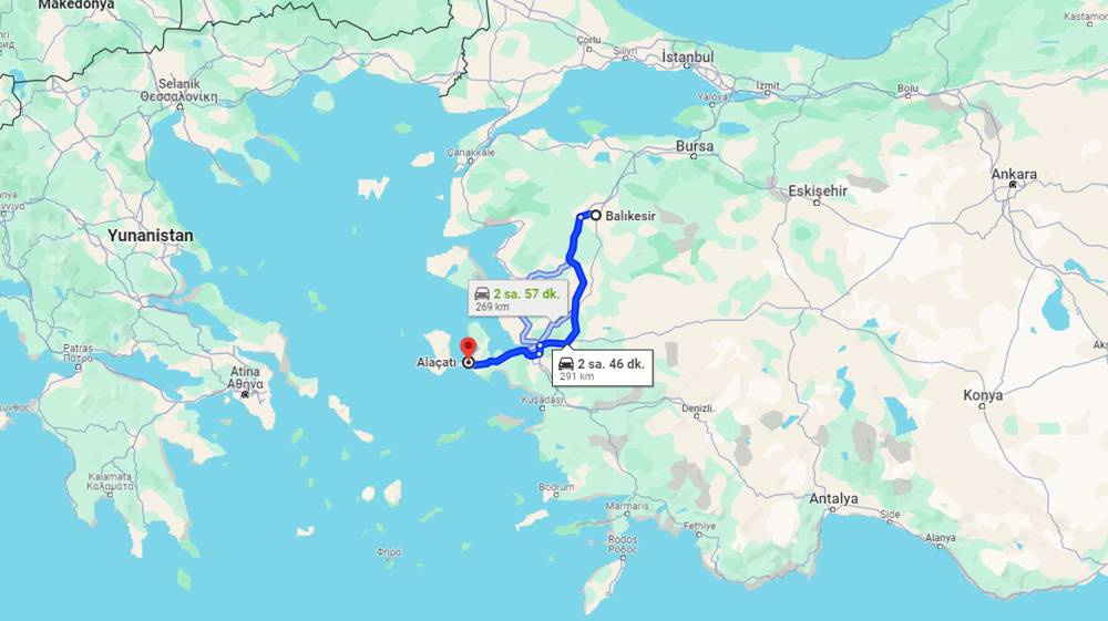 Balıkesir Alaçatı arası kaç km? Alaçatı Balıkesir arası kaç saat?