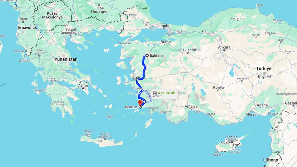 Balıkesir Bodrum arası kaç km? Bodrum Balıkesir arası kaç saat?