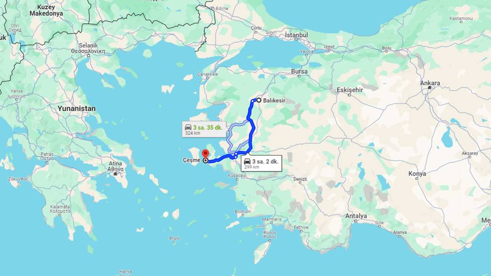  Balıkesir Çeşme arası kaç km? Çeşme Balıkesir arası kaç saat?