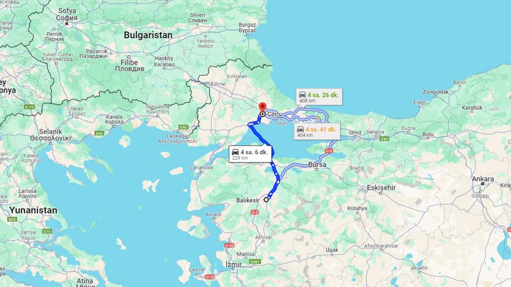 Balıkesir Çorlu arası kaç km? Çorlu Balıkesir arası kaç saat?