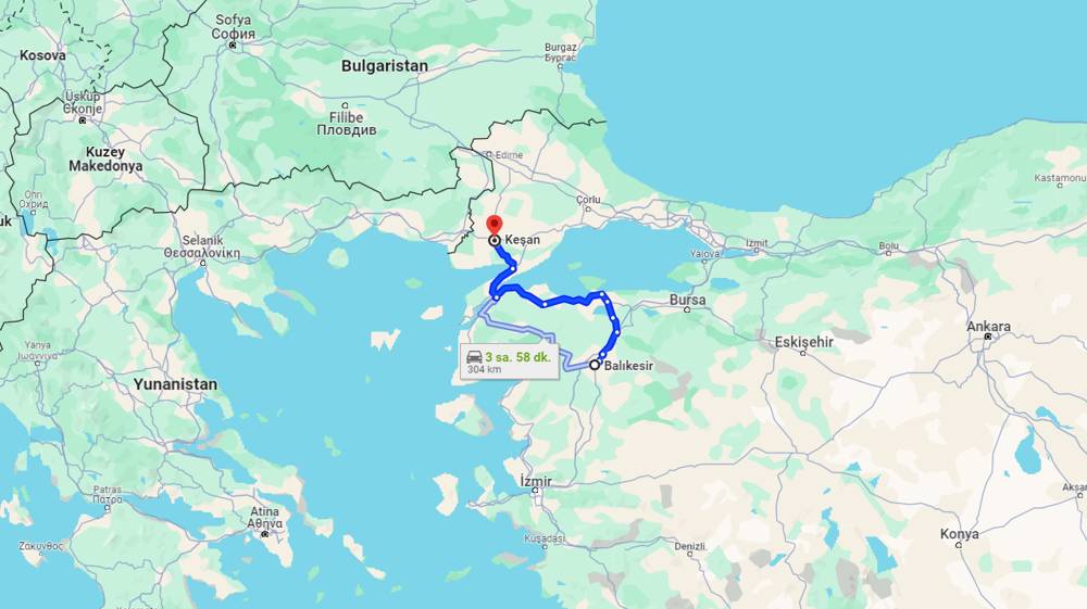 Balıkesir Keşan arası kaç km? Keşan Balıkesir arası kaç saat?