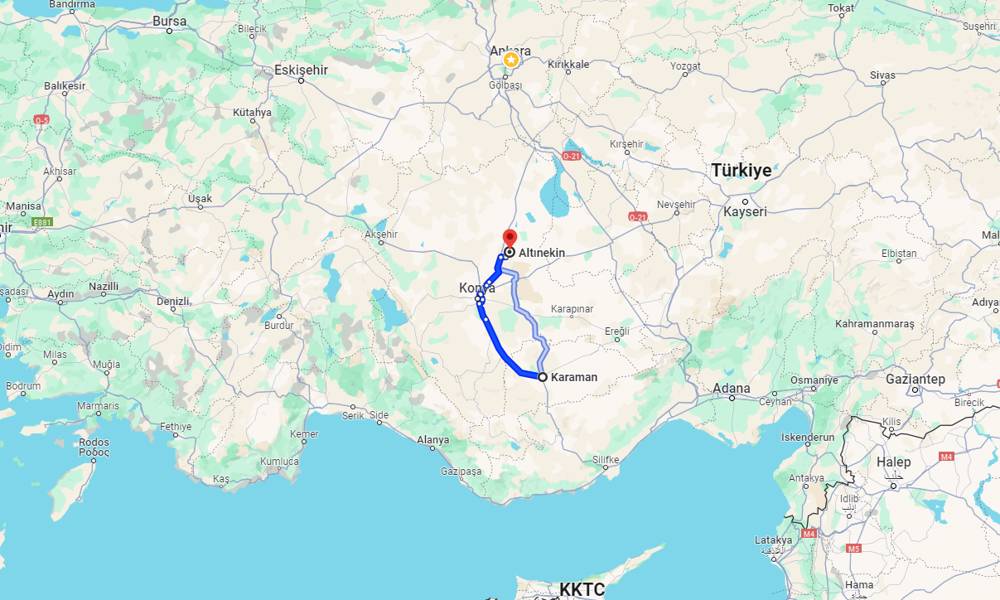 Karaman Altınekin arası kaç km? Altınekin Karaman arası kaç saat?