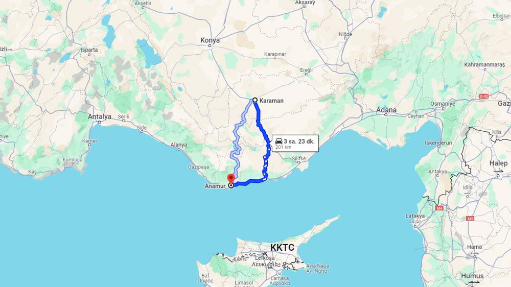 Karaman Anamur arası kaç km? Anamur Karaman arası kaç saat?