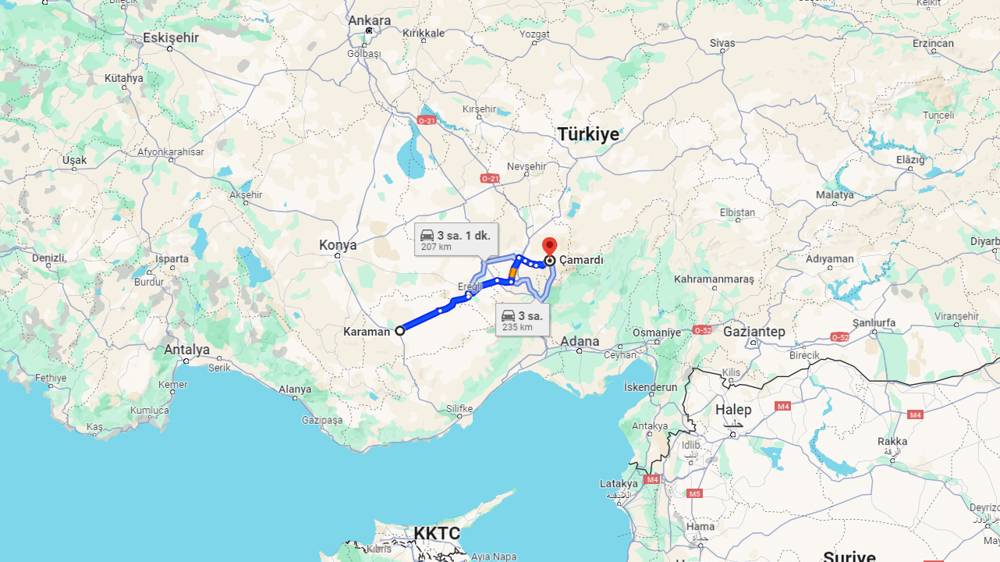 Karaman Çamardı arası kaç km? Çamardı Karaman arası kaç saat?