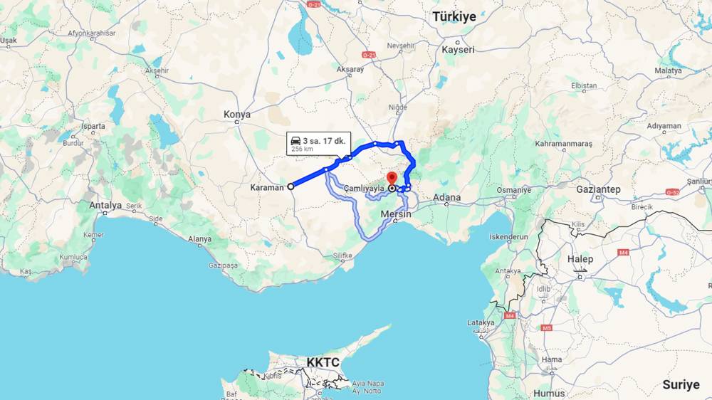 Karaman Çamlıyayla arası kaç km? Çamlıyayla Karaman arası kaç saat?