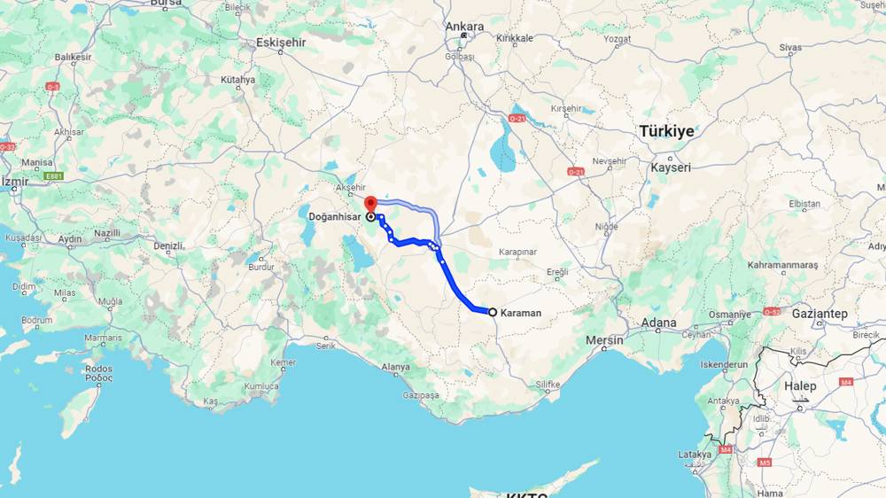 Karaman Doğanhisar arası kaç km? Doğanhisar Karaman arası kaç saat?