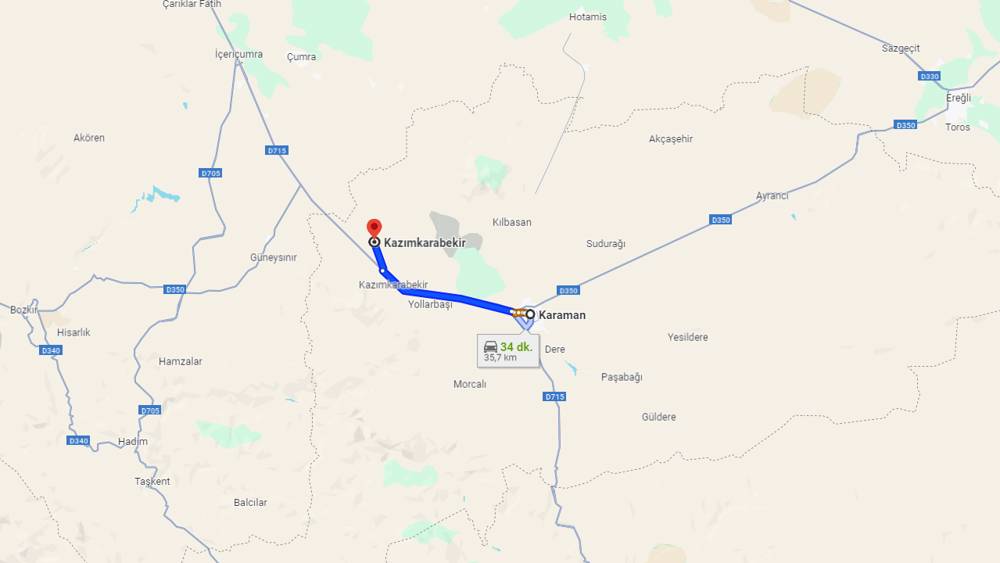 Karaman Kazımkarabekir arası kaç km? Kazımkarabekir Karaman arası kaç saat?