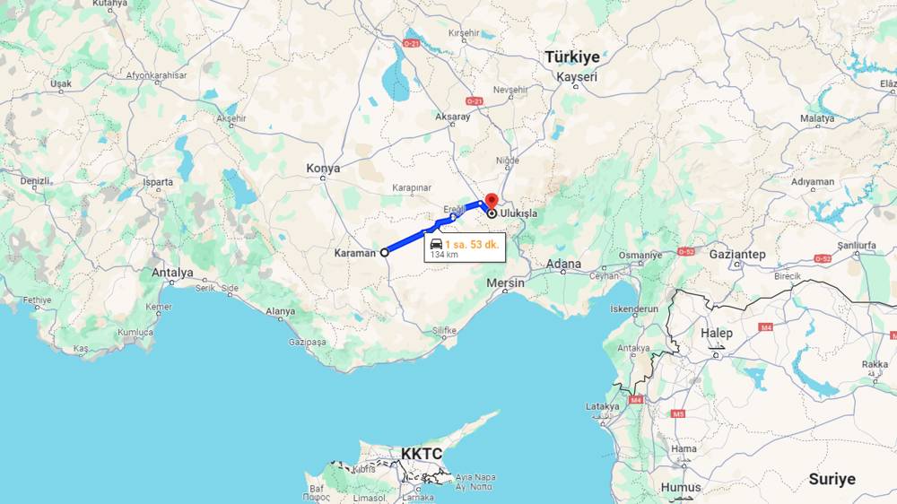 Karaman Ulukışla arası kaç km? Ulukışla Karaman arası kaç saat?