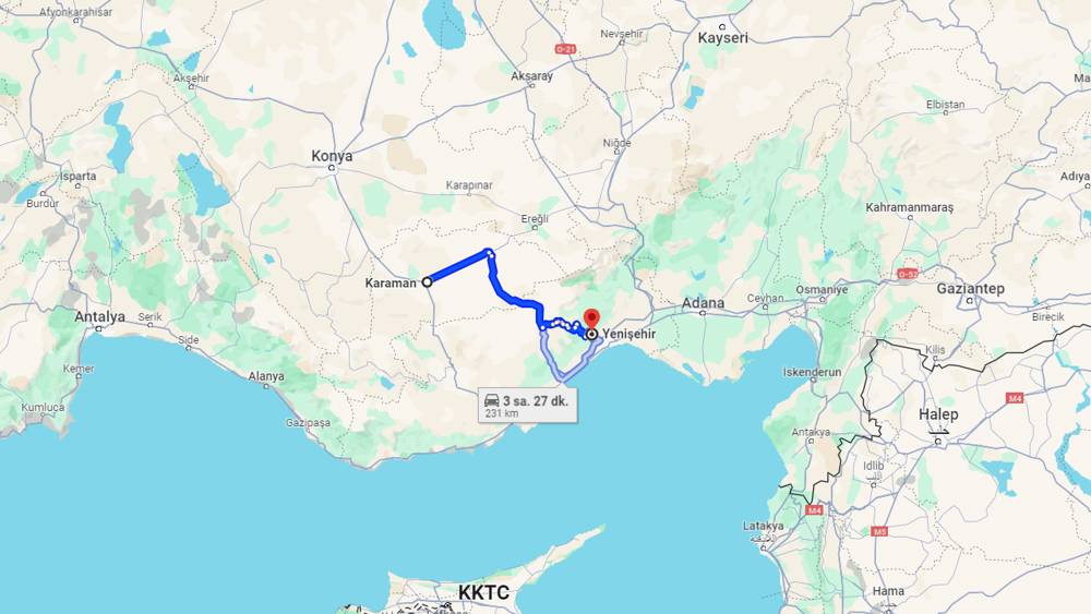 Karaman Yenişehir arası kaç km? Yenişehir Karaman arası kaç saat?