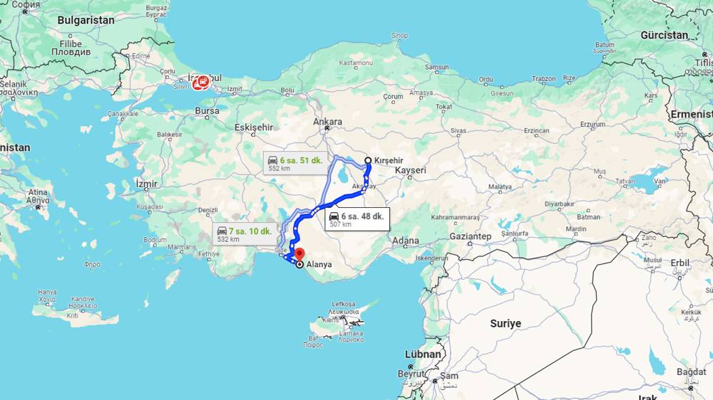 Kırşehir Alanya arası kaç km? Alanya Kırşehir arası kaç saat?