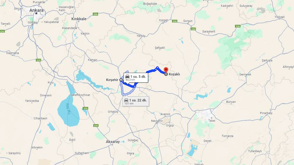 Kırşehir Kozaklı arası kaç km? Kozaklı Kırşehir arası kaç saat?