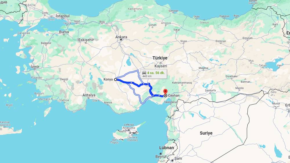 Konya Ceyhan arası kaç km? Ceyhan Konya arası kaç saat?