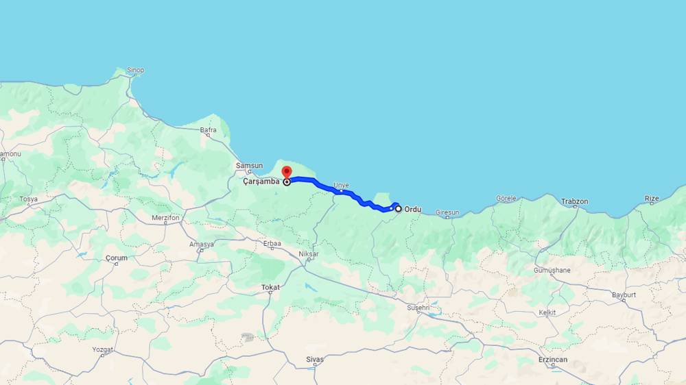 Ordu Çarşamba arası kaç km? Çarşamba Ordu arası kaç saat?