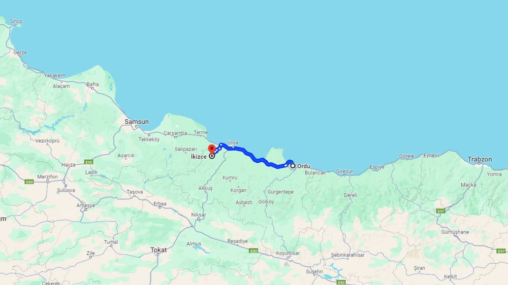 Ordu İkizce arası kaç km? İkizce Ordu arası kaç saat?