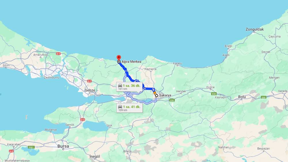 Sakarya Ağva arası kaç km? Ağva Sakarya arası kaç saat?