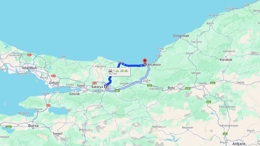 Sakarya Akçakoca arası kaç km? Akçakoca Sakarya arası kaç saat?