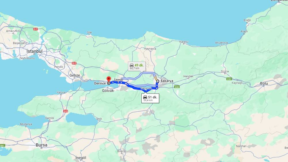 Sakarya Derince arası kaç km? Derince Sakarya arası kaç saat?