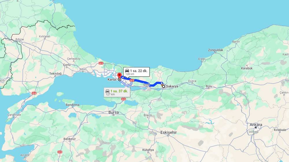 Sakarya Kartal arası kaç km? Kartal Sakarya arası kaç saat?