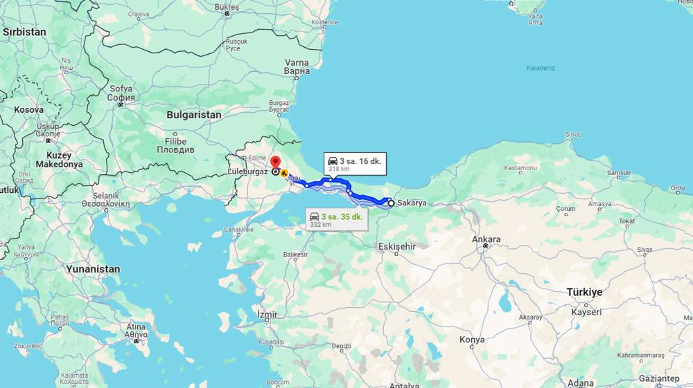 Sakarya Lüleburgaz arası kaç km? Lüleburgaz Sakarya arası kaç saat?