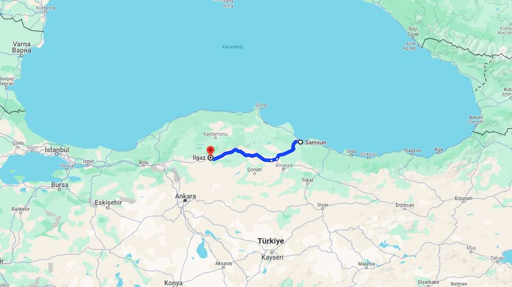 Samsun Ilgaz arası kaç km? Ilgaz Samsun arası kaç saat?