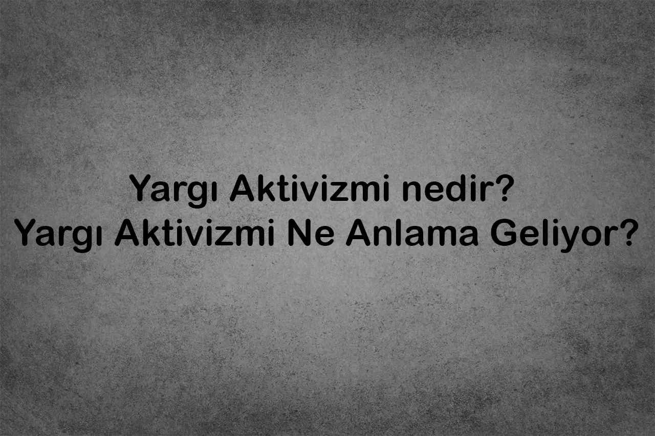 Yargı Aktivizmi nedir? Yargı Aktivizmi Ne Anlama Geliyor?