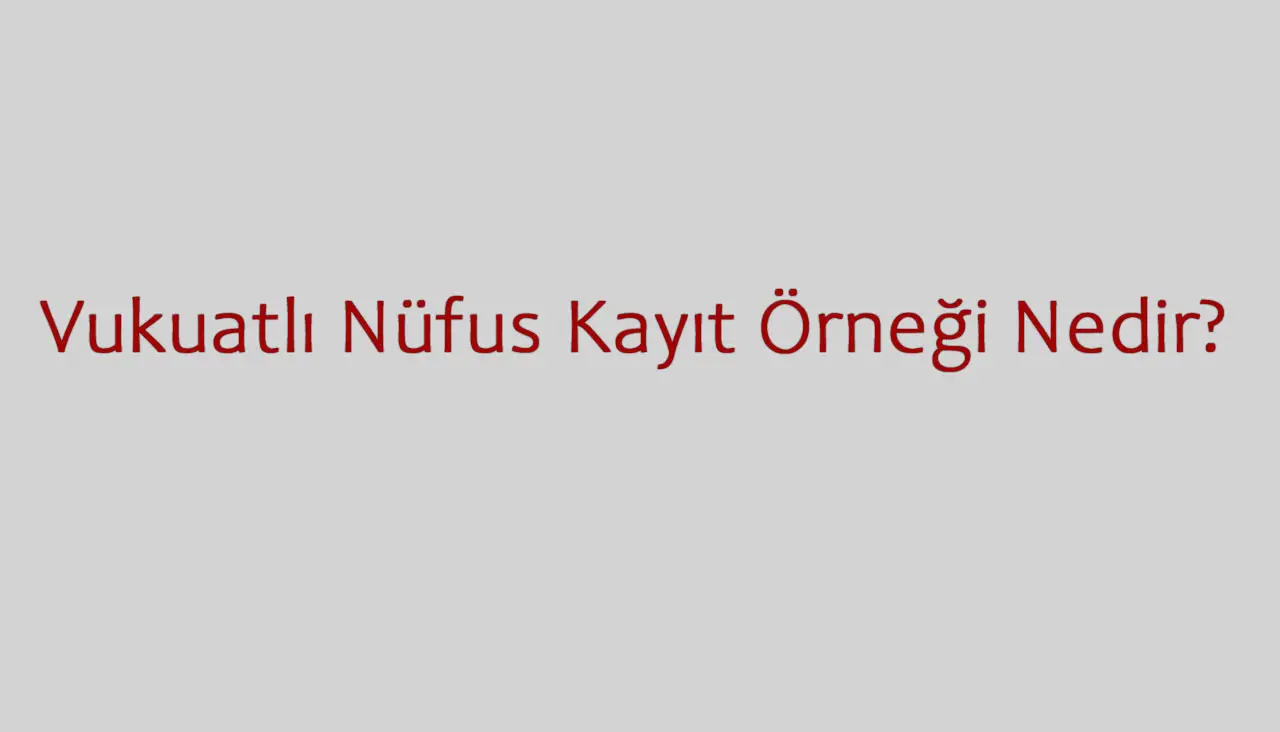 Vukuatlı Nüfus Kayıt Örneği Nedir?