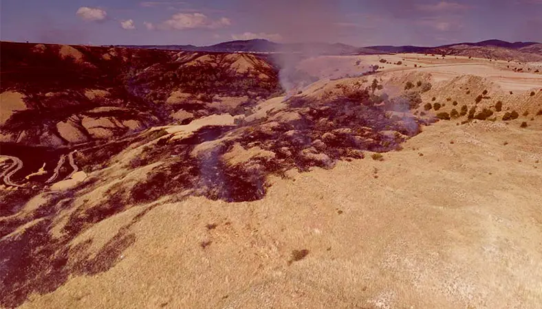 Kahramankazan'da bin dönümlük arazi yangını