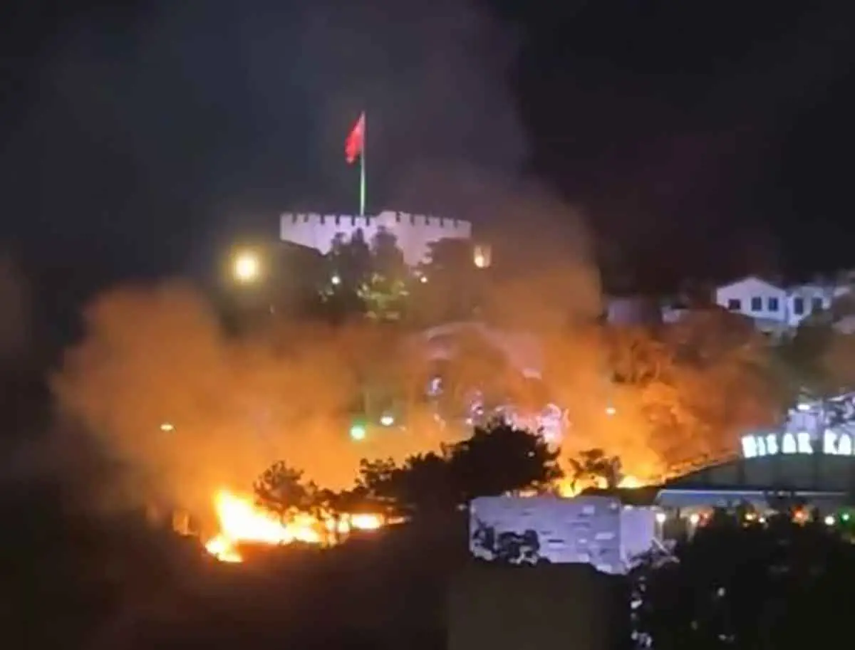 Ankara Kalesi çevresinde ot yangını