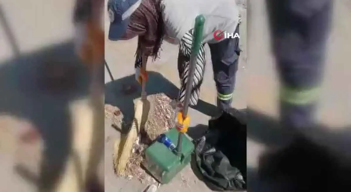 Elmadağ'da bir vatandaş atılan çöplere tepki gösterdi