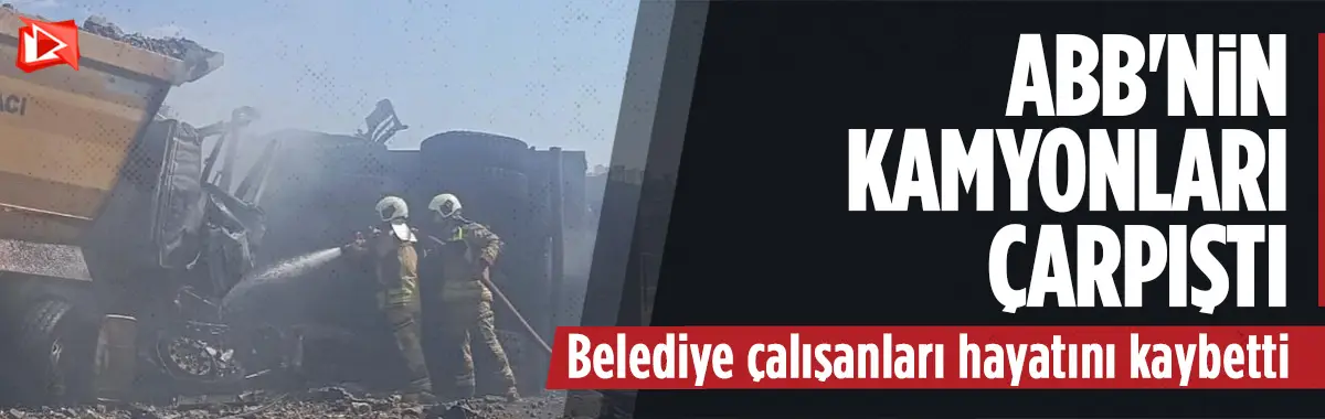 Keçiören'de hafriyat kamyonları çarpıştı