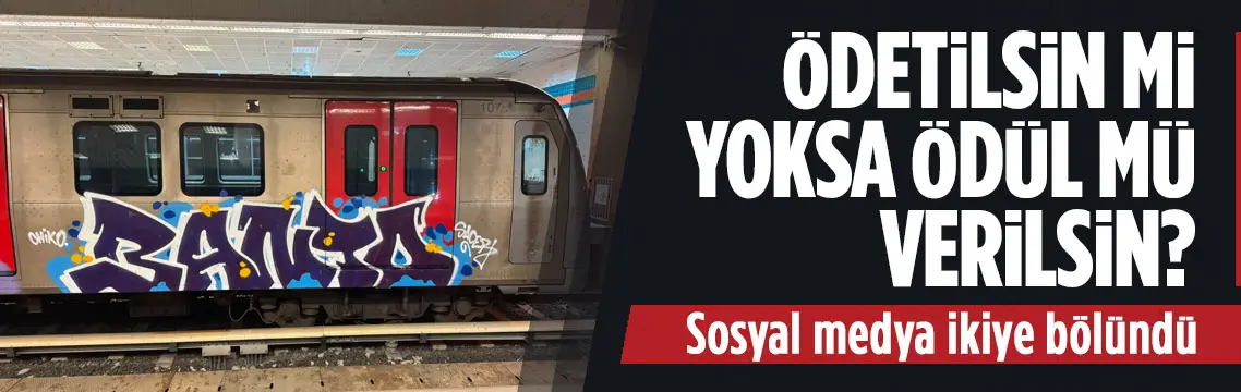 Sincan’da metro vagonlarına dev grafiti yaptılar: Kameralar kaydetti